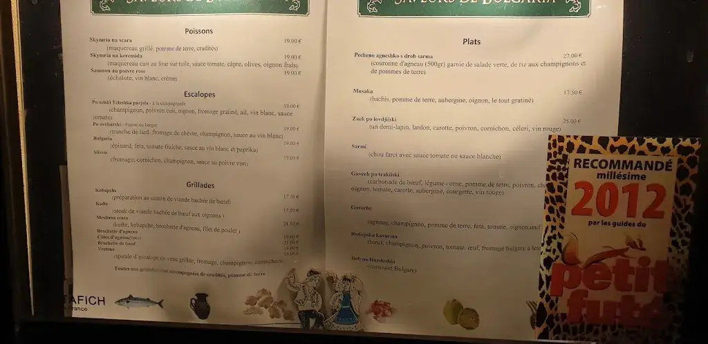 Menü_Restaurant Les Saveurs de Bulgarie_Liège_Bild_1