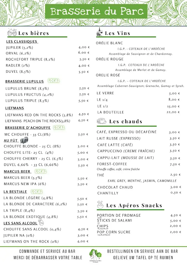 Menü_La Brasserie du Parc_Manhay_Bild_2
