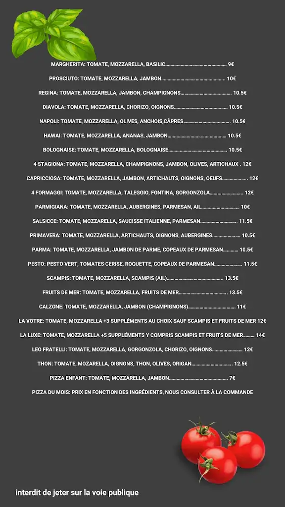 Menü_Leo Fratelli's Pizzeria - Lobbes_Lobbes_Bild_2