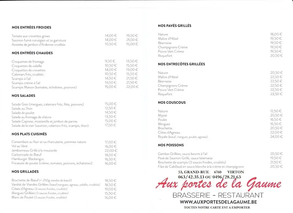 Menu_Aux Portes De La Gaume_Virton_image_2
