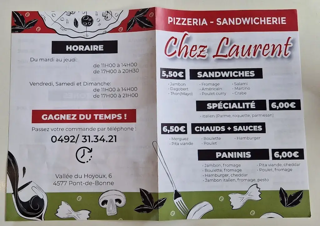 Menu_Pizzeria Chez Laurent_Modave_image_2