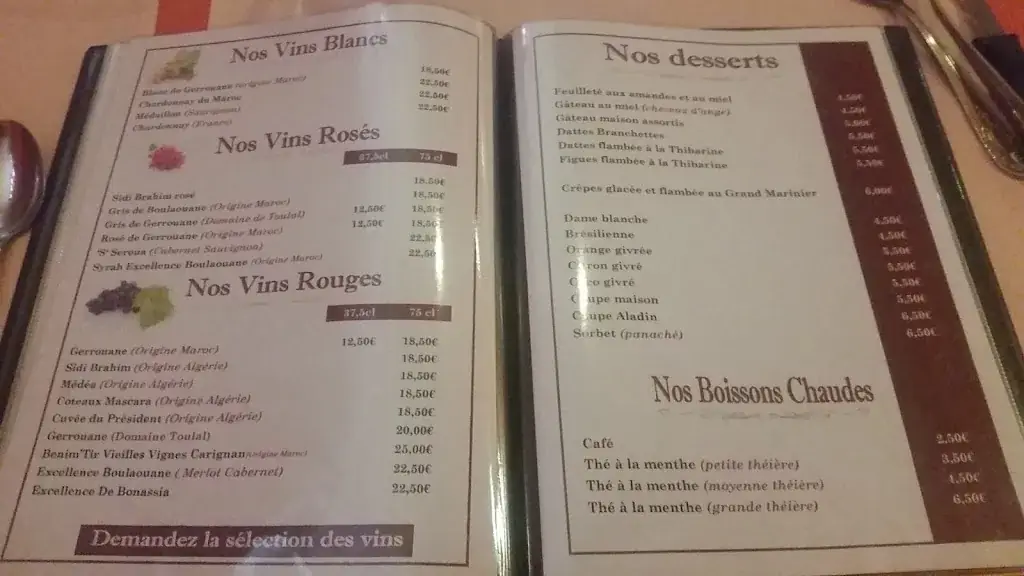 Menü_Chez Aladin_Flémalle_Bild_2