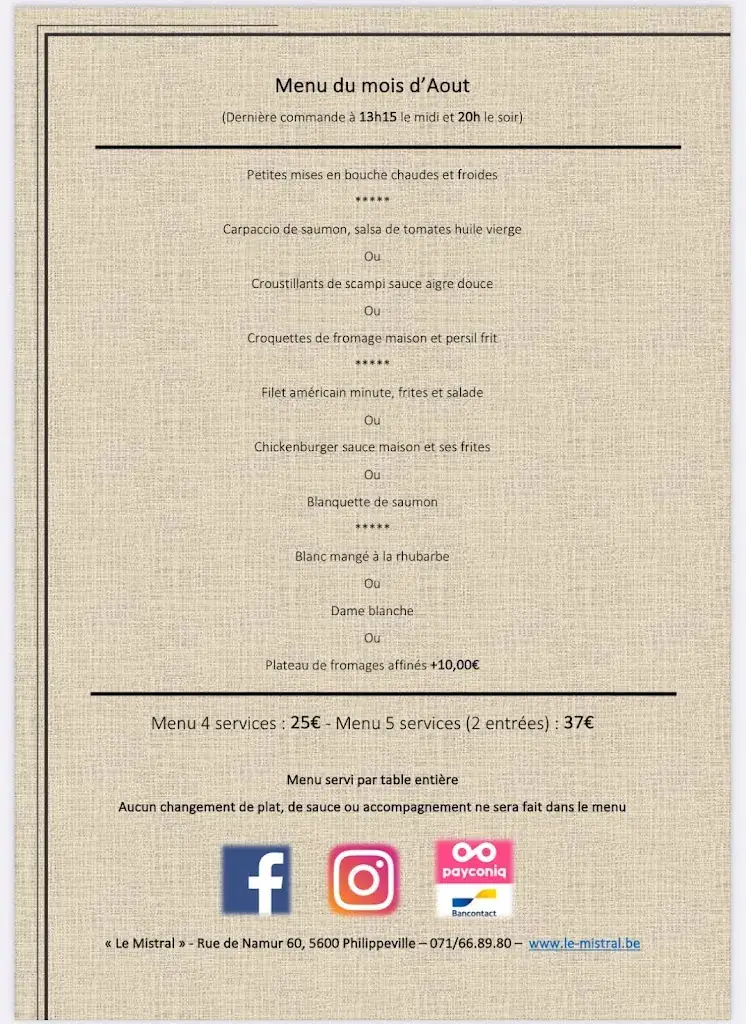 Menü_Le Mistral_Philippeville_Bild_1