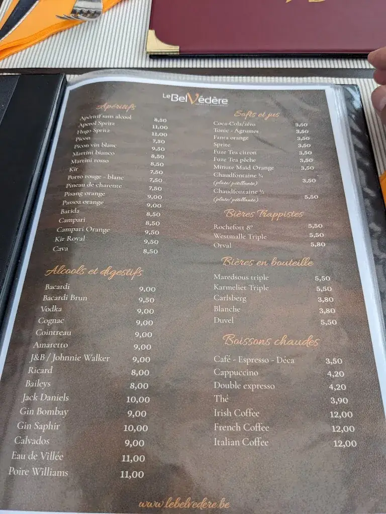 Menu_Restaurant panoramique Le Belvédère_Profondeville_image_1