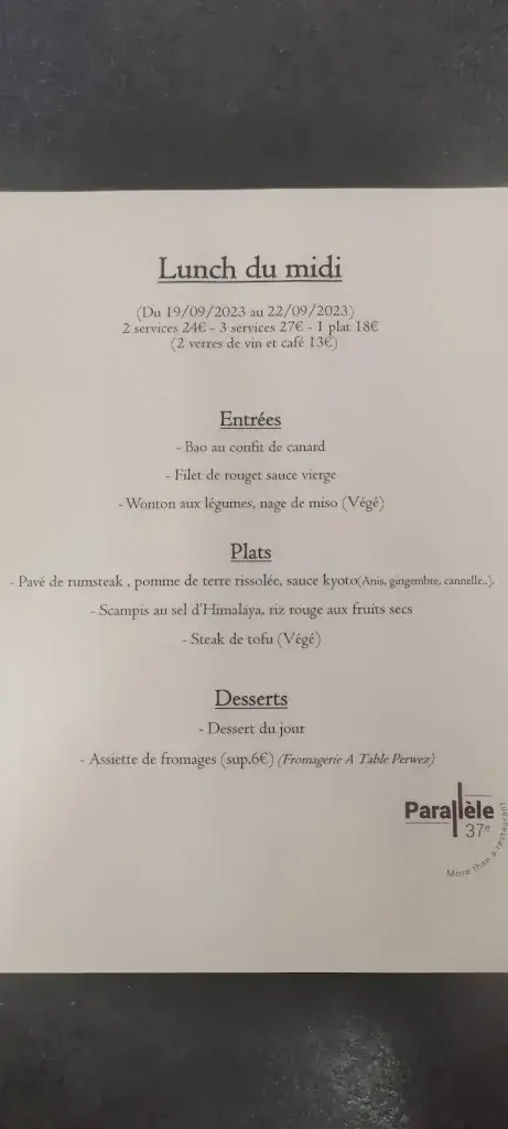 Menu_Le 37e Parallèle_Perwez_imagen_2