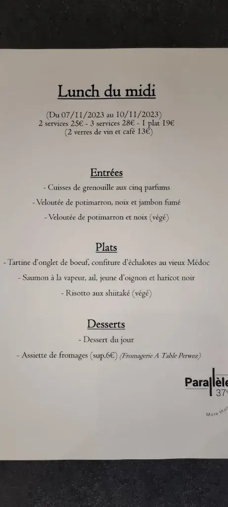 Menu_Le 37e Parallèle_Perwez_imagen_3