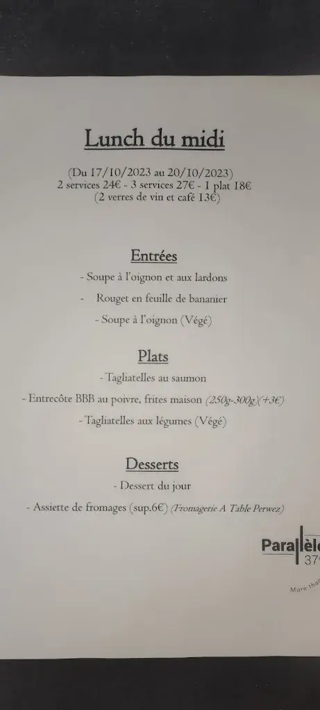 Menu_Le 37e Parallèle_Perwez_imagen_4
