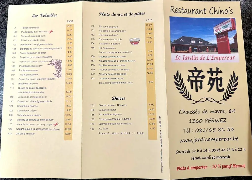 Menü_Le Jardin de L'Empereur Perwez_Perwez_Bild_2