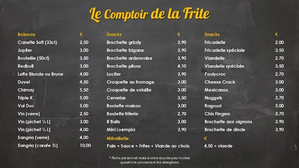 Menü_Le Comptoir de la Frite By Val_Perwez_Bild_1