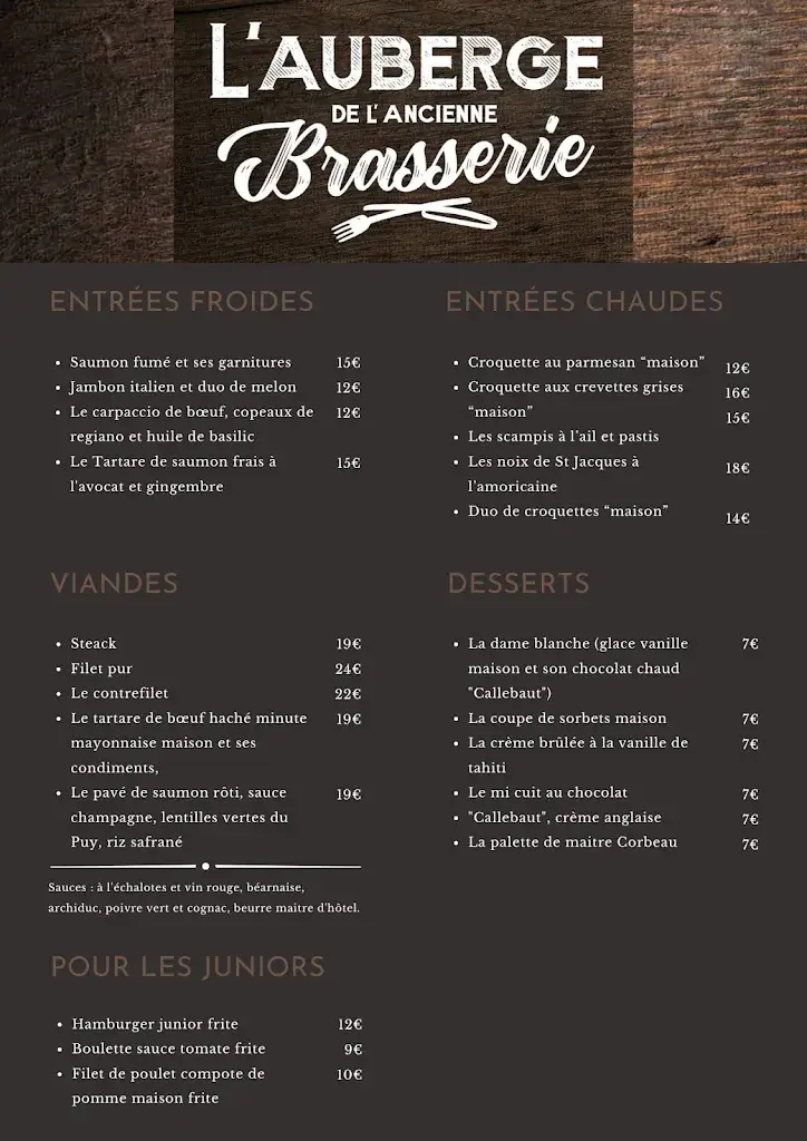 Menü_L'Auberge de l'Ancienne Brasserie_Pont-à-Celles_Bild_1