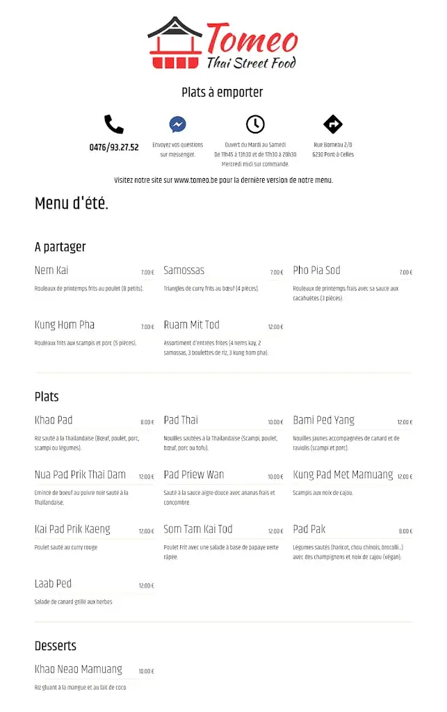 Menü_Tomeo Thai Street Food_Pont-à-Celles_Bild_1
