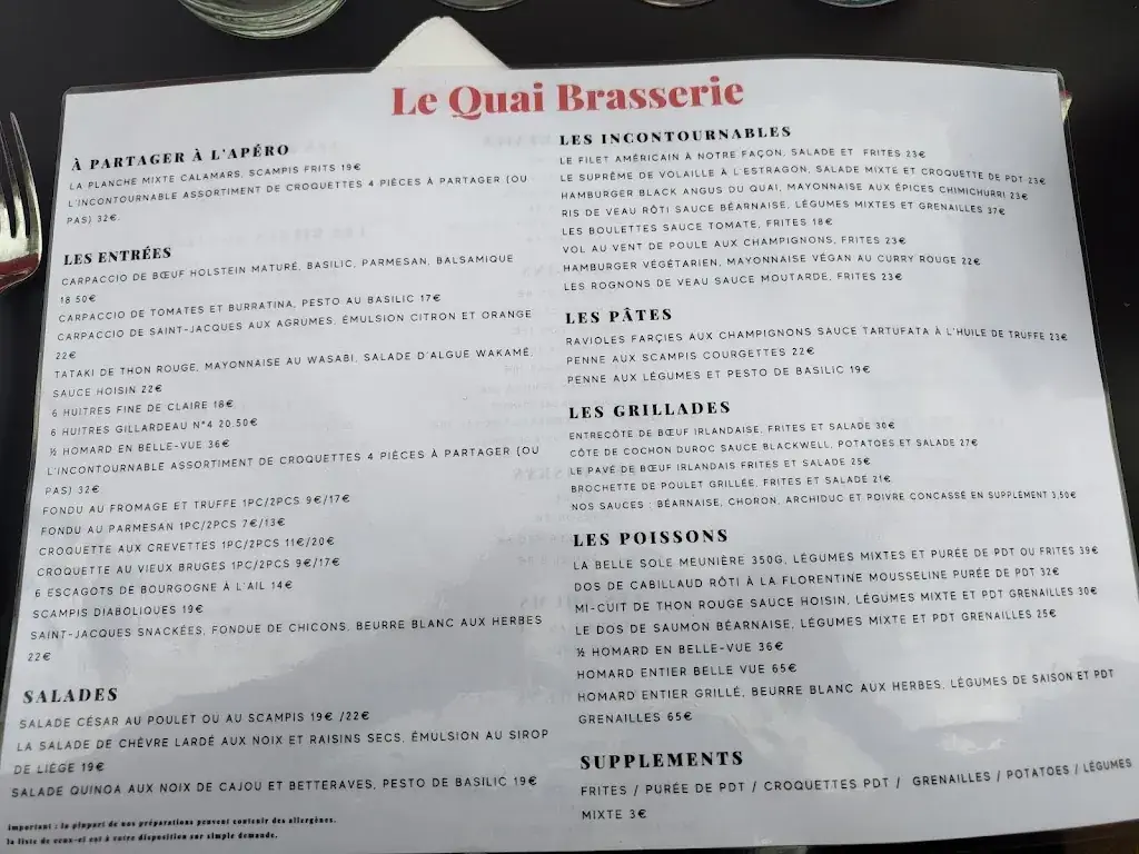 Menu_Le Quai Brasserie_Rixensart_image_1
