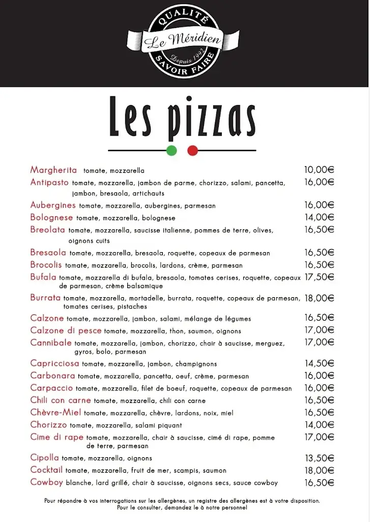 Menu_Le Méridien Le Roeulx_Rœulx_image_2