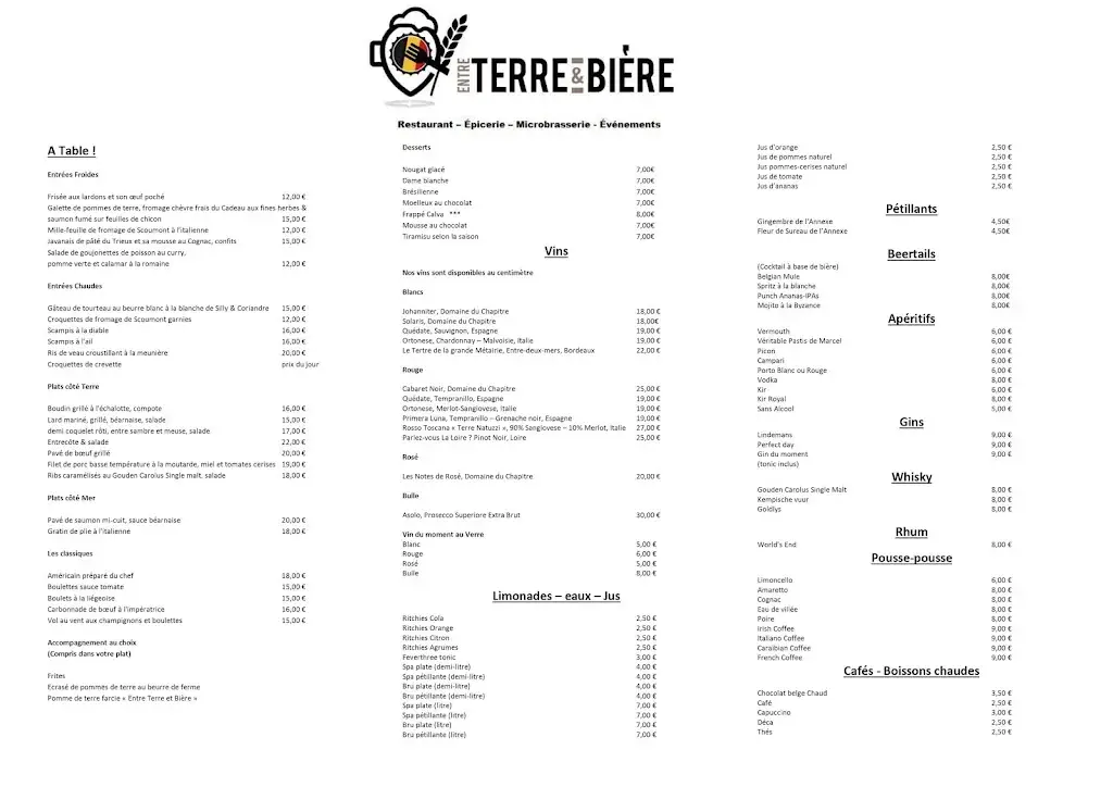 Menü_Entre Terre et Bière Restaurant - Brasserie Locale_Seneffe_Bild_2