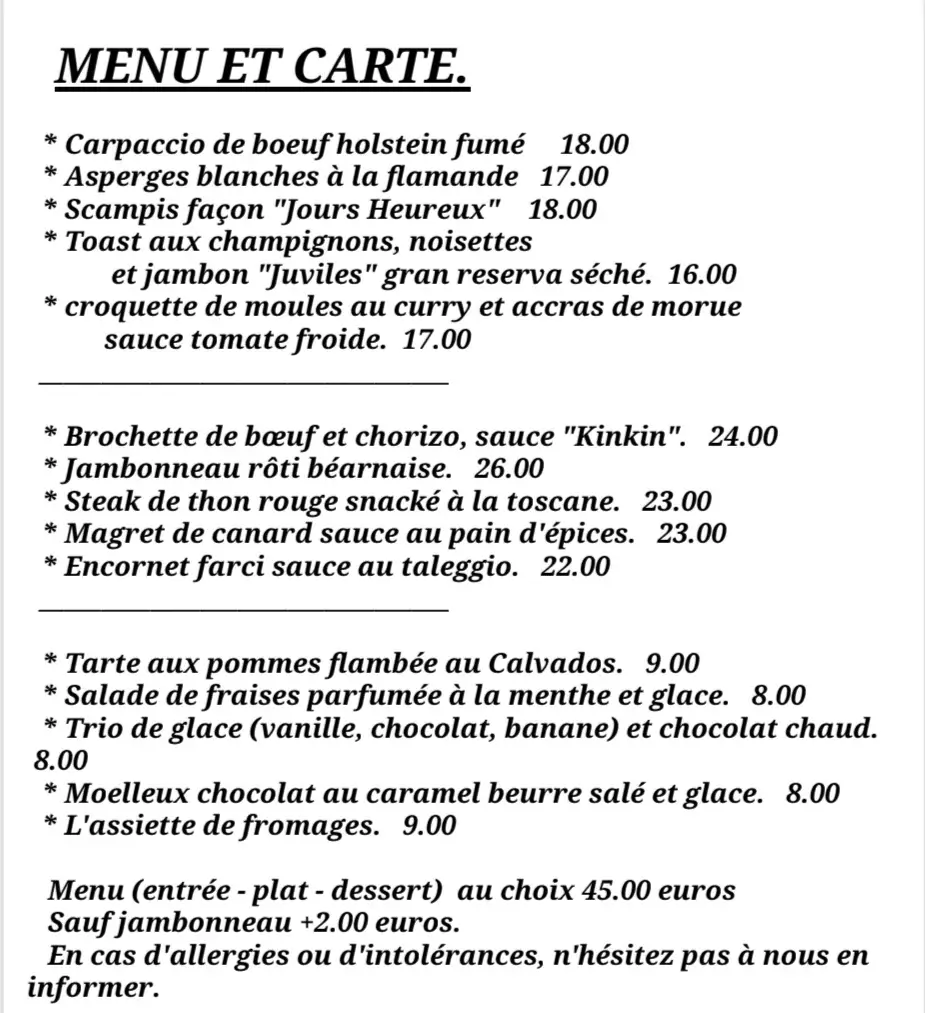 Menü_Les jours heureux_Soignies_Bild_1