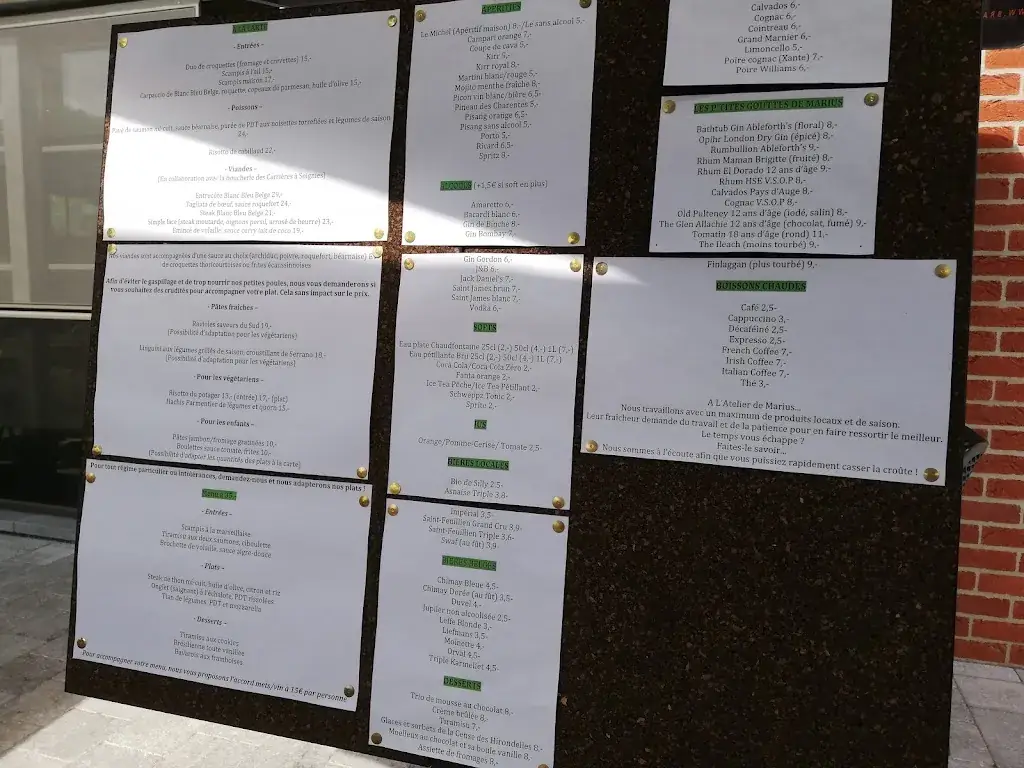 Menu_L'Atelier de Marius_Soignies_image_1