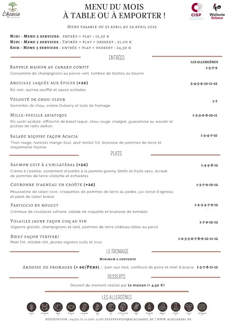 Menu_L'acacia - Training Center Horeca_Seraing_image_1