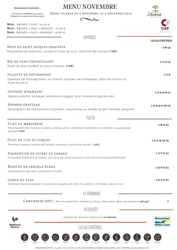 Menu_L'acacia - Training Center Horeca_Seraing_image_2
