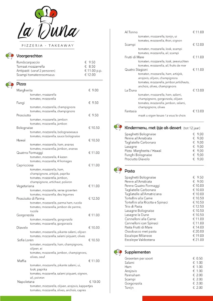 Menü_Pizzeria La Duna🍕_Bredene_Bild_1