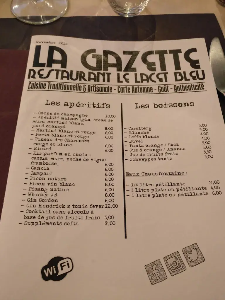 Menu_Le Lacet Bleu_Tournai_imagen_2