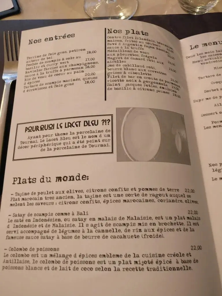 Menu_Le Lacet Bleu_Tournai_imagen_3