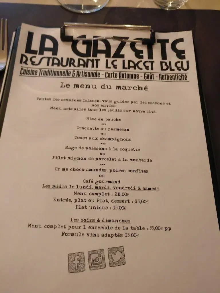 Menu_Le Lacet Bleu_Tournai_imagen_4