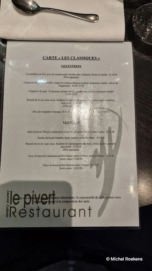 Menu_Restaurant Le Pivert_Tubize_image_1