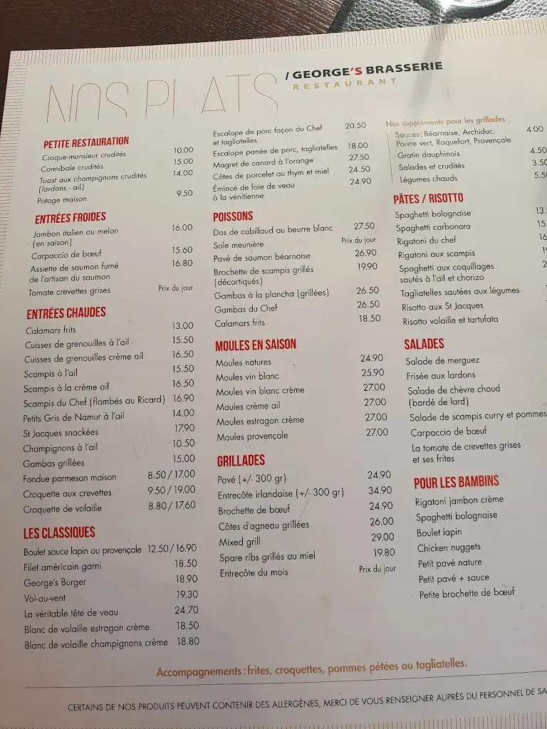 Menu_Brasserie Georges_Sprimont_image_1