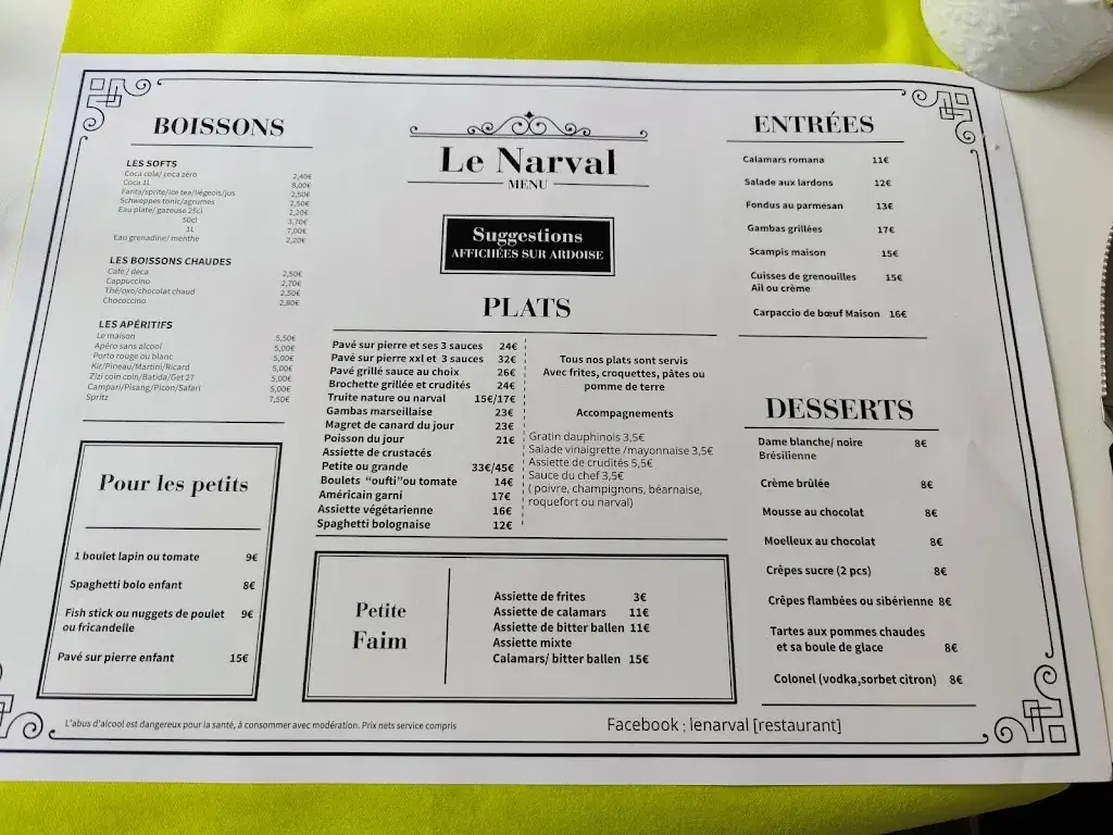 Menü_Le Narval_Sprimont_Bild_1