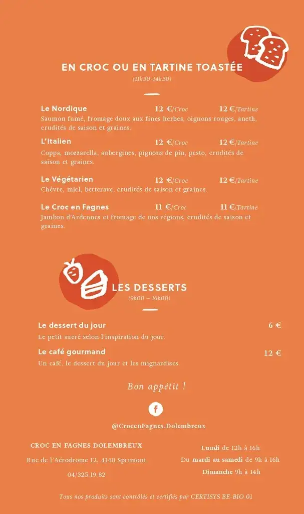 Menu_Croc en Fagnes (Restaurant du Biofagnes)_Sprimont_image_2