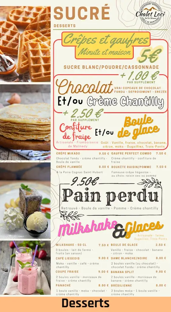 Menu_Chalet restaurant Loci - Val de Wanne_Trois-Ponts_image_1