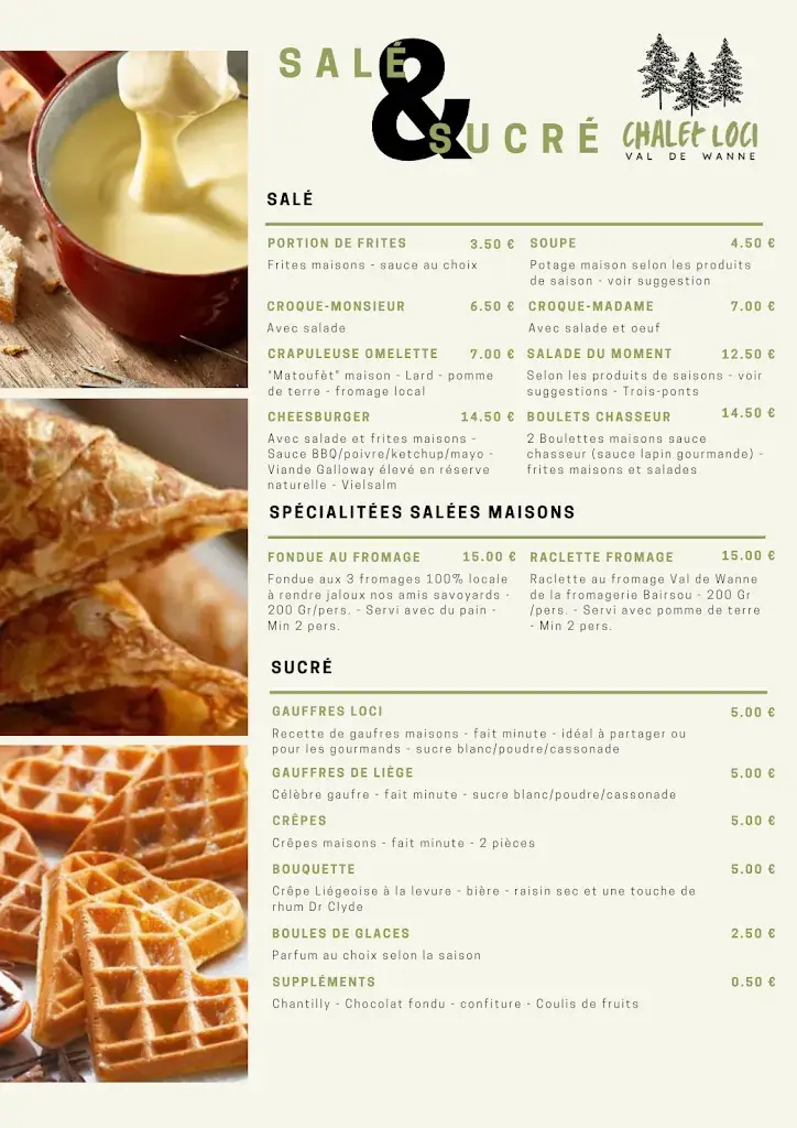 Menu_Chalet restaurant Loci - Val de Wanne_Trois-Ponts_image_3