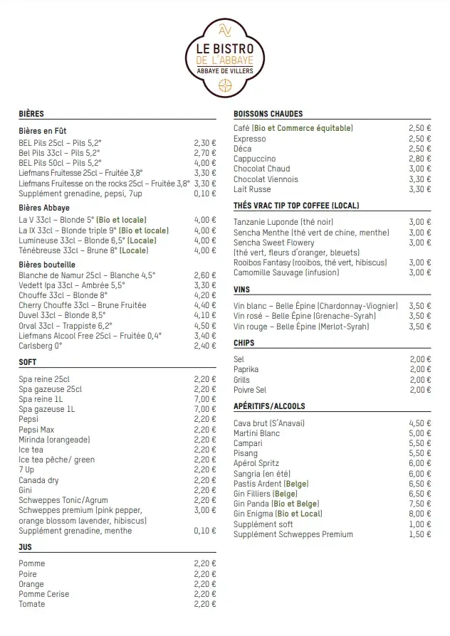Menu_Bistro de l'Abbaye_Villers-la-Ville_imagen_2