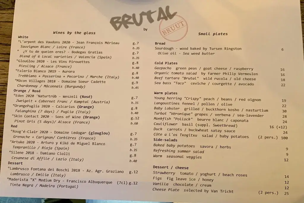 Menü_Bistro Bruut_Brugge_Bild_1