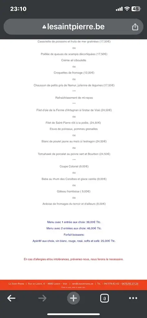 Menu_Le Saint Pierre_Visé_image_1