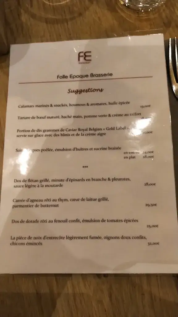 Menü_La Folle Epoque_Wavre_Bild_2