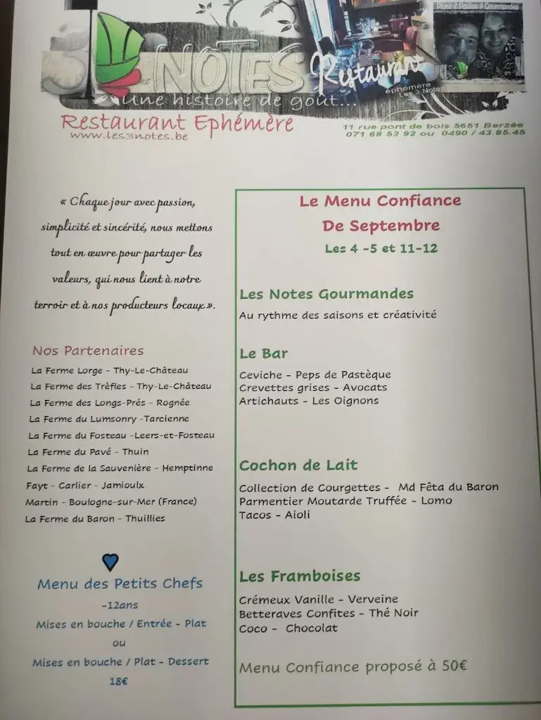 Menu_Les 3 Notes_Walcourt_image_1