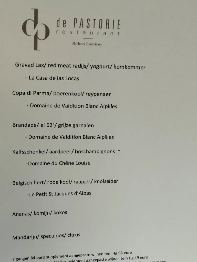 Menu_De Pastorie - dorp Zevergem_Pinte_image_1