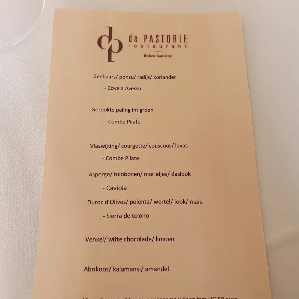 Menu_De Pastorie - dorp Zevergem_Pinte_image_2