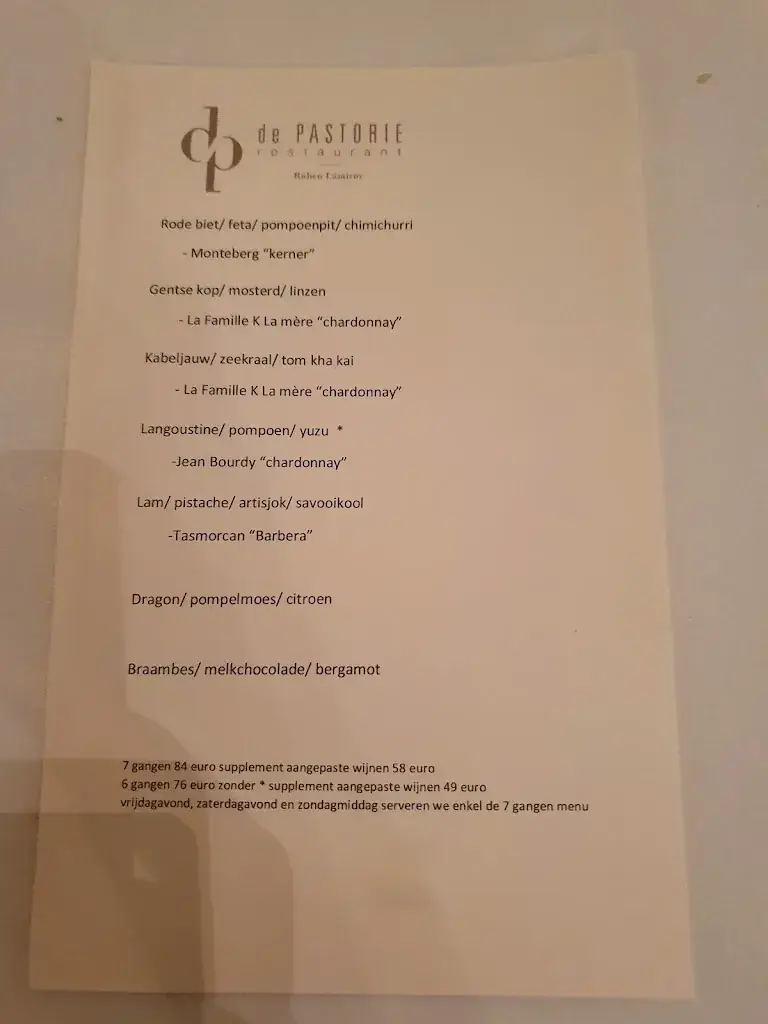 Menu_De Pastorie - dorp Zevergem_Pinte_image_3