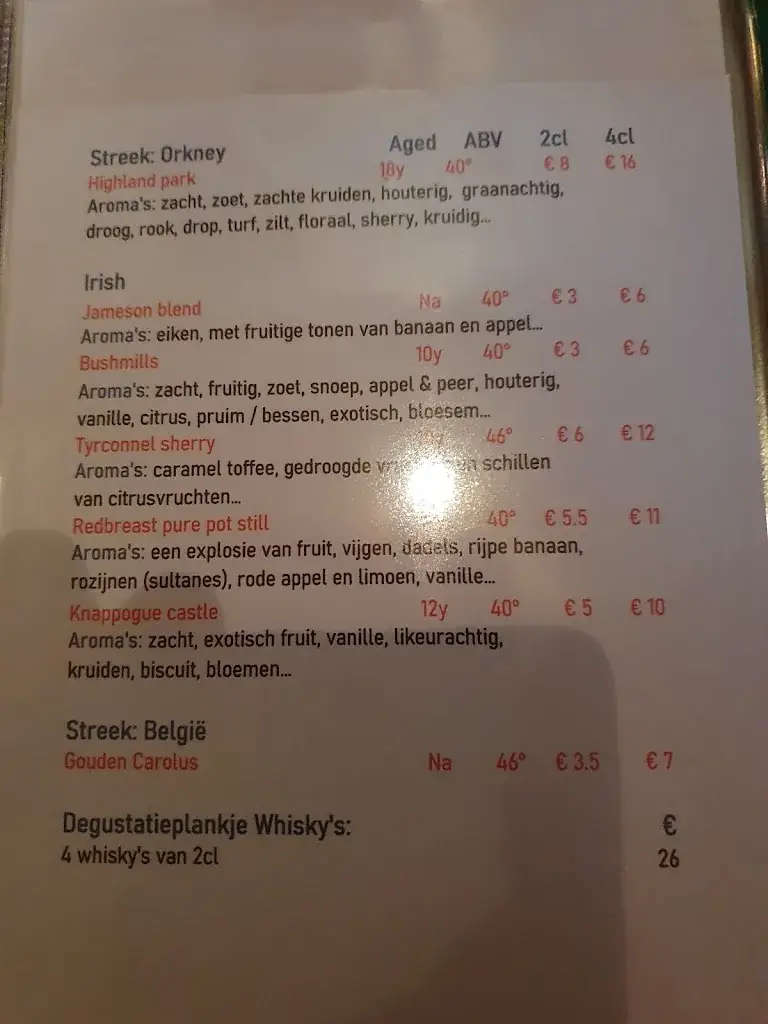 Menü_Eet-,whisky - en bierkroeg 't Kruiske_Deerlijk_Bild_2