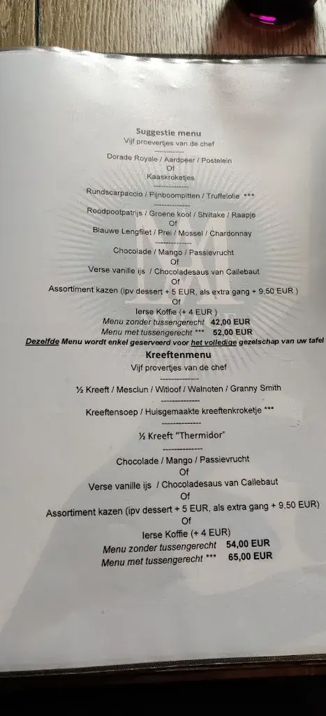 Menu_Mirage Restaurant_Dendermonde_image_1