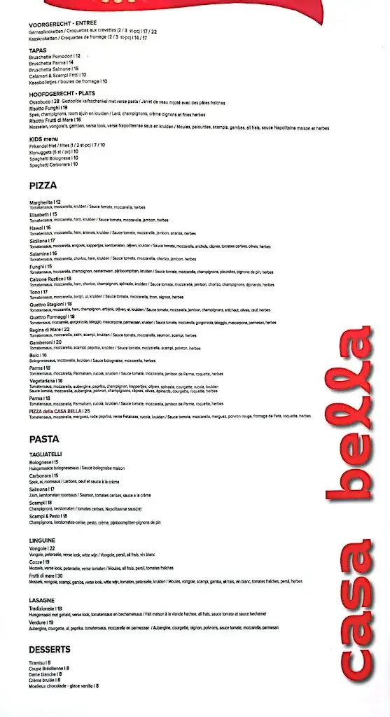 Menü_Casa Bella De Panne_Panne_Bild_1