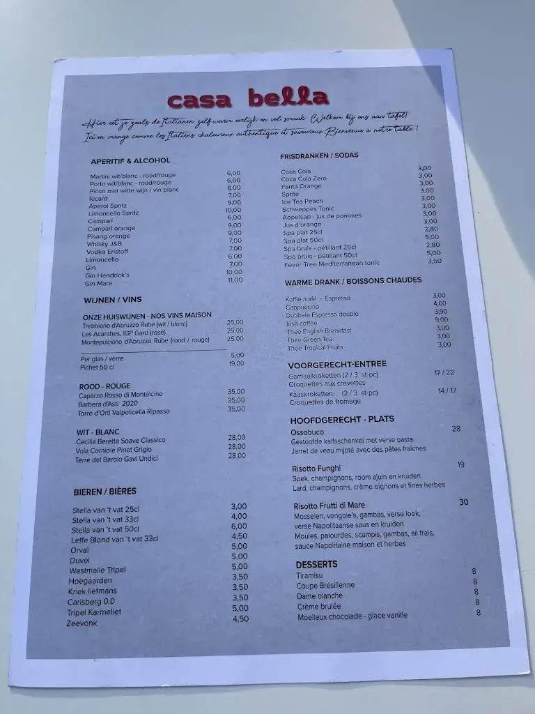 Menü_Casa Bella De Panne_Panne_Bild_2