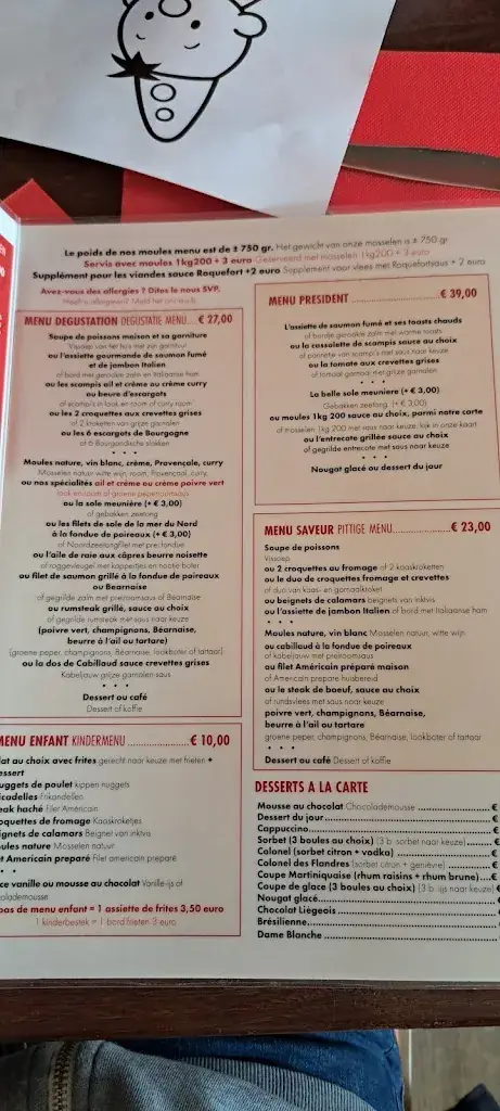 Menu_Le Président 🇧🇪_Panne_imagen_1