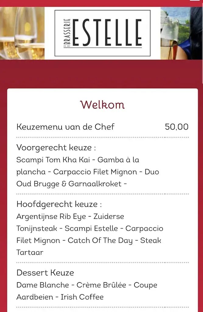 Menu_Brasserie Estelle - Deinze_Deinze_image_1