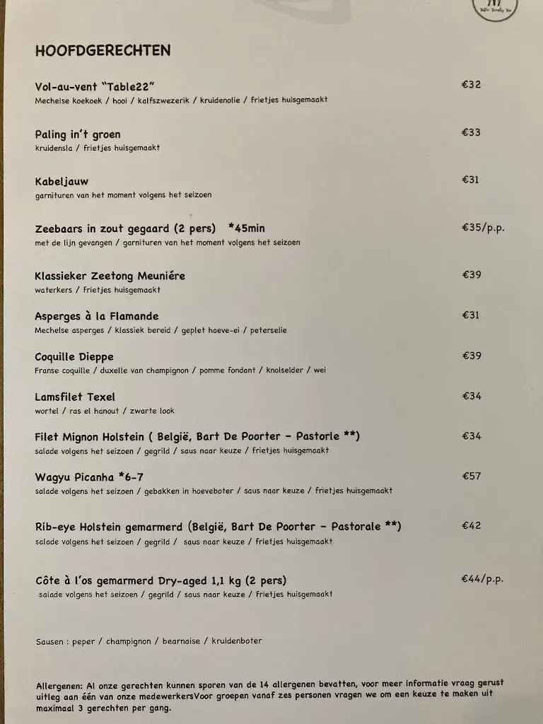 Menü_Restaurant Table 22_Denderleeuw_Bild_1