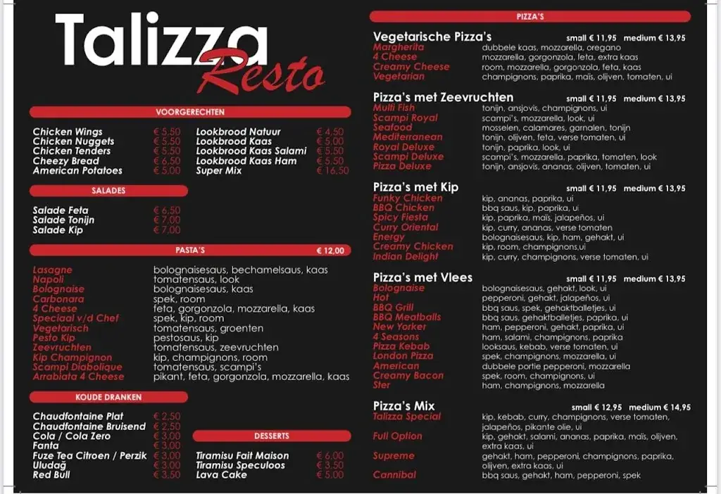 Menu_Talizza Resto Diegem ( Pizzeria )_Machelen_imagen_1