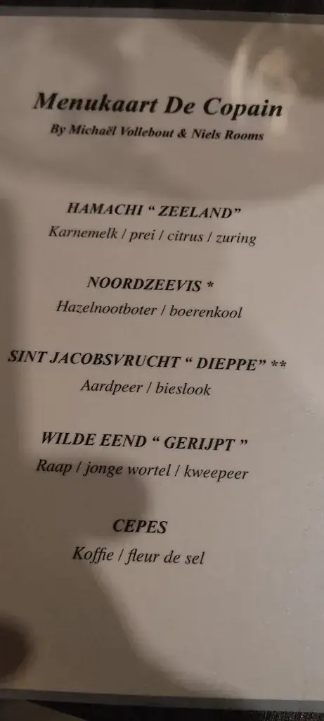 Menü_Restaurant De Copain_Dilbeek_Bild_2
