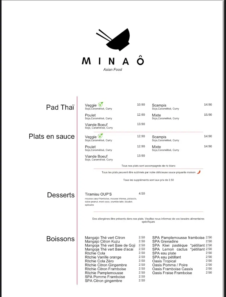 Menü_Minaô Dilbeek_Dilbeek_Bild_1